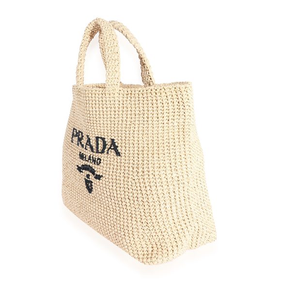 Prada Natural Raffia Logo Tote - Picture 2 of 7